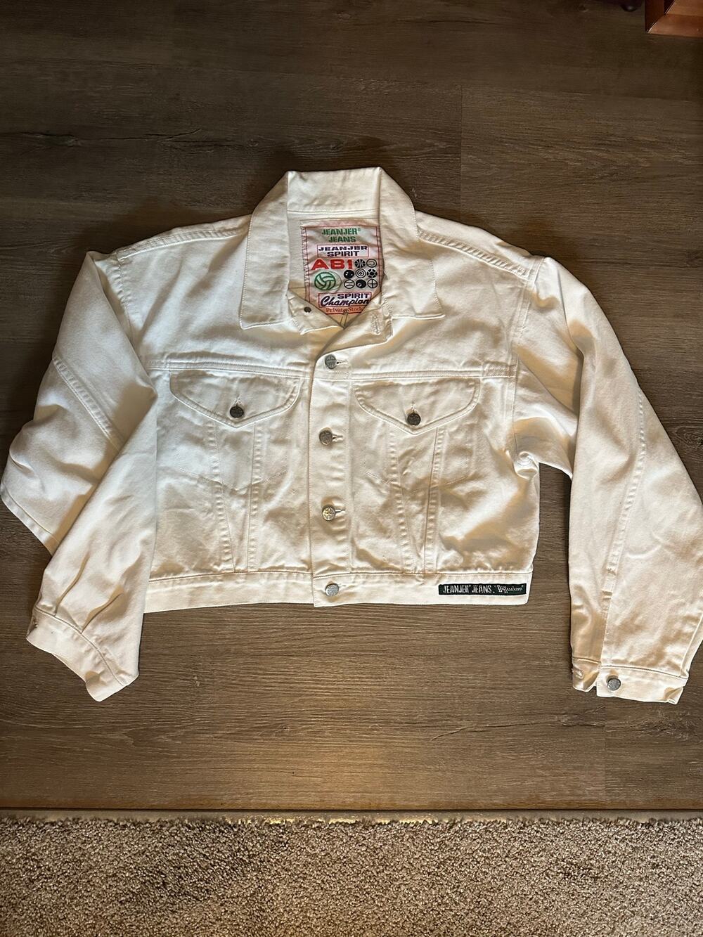 Vintage Jeanjur cropped denim jacket with logo labels